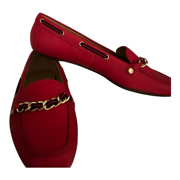 Talbots‎ Bold Red Leather Slip-Ons with Chain Detail - Picture 7 of 9